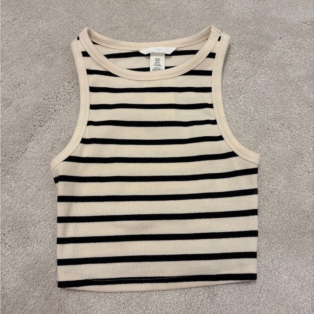 H&M Striped Sleeveless Crop Top